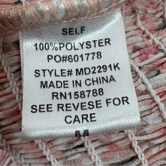 Mabel Daphne Ditsy Flower Ruffe Trim Smocked‎ Midi Long Tube Dress Pink Large - Picture 13 of 15